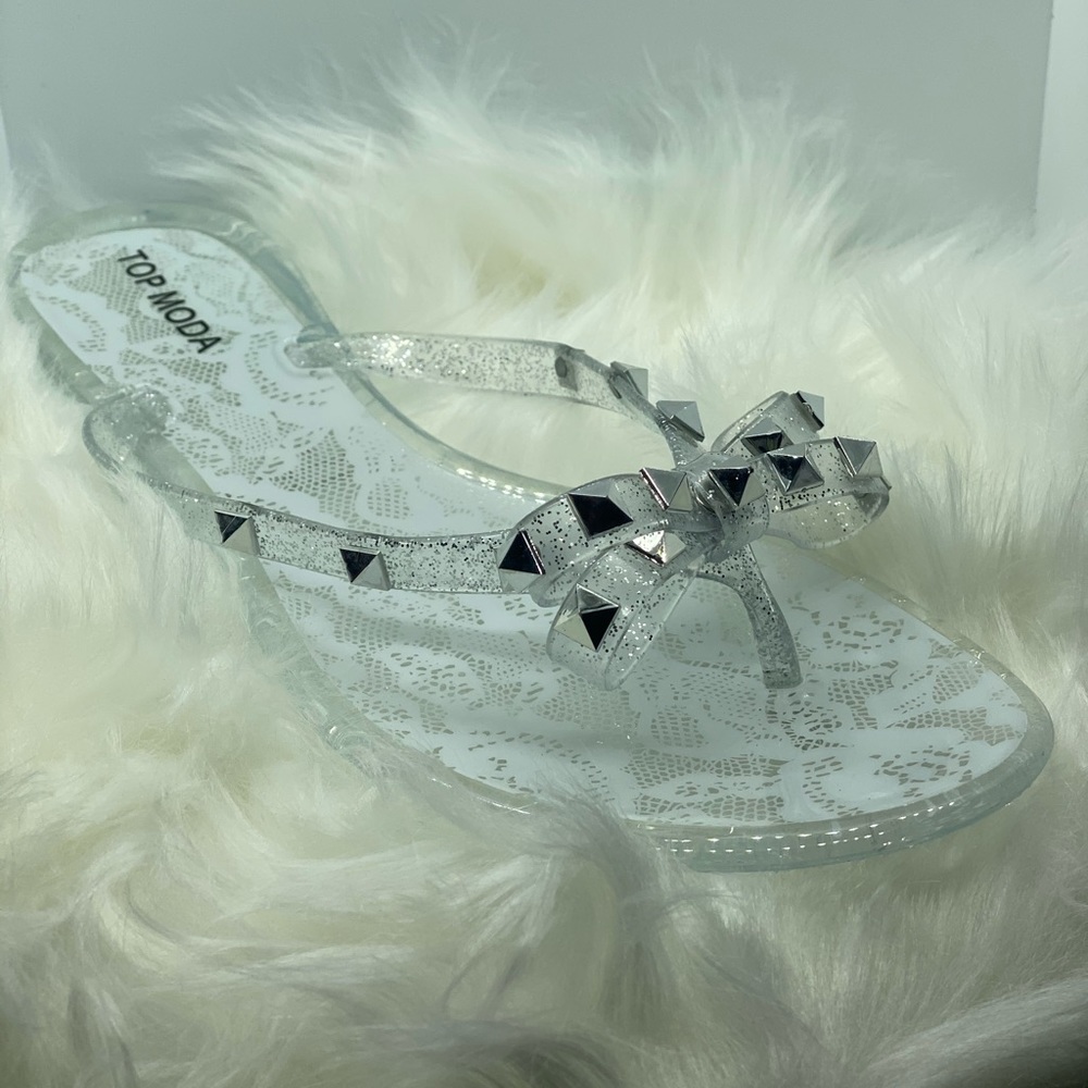 Bow Studded Flat Sandal